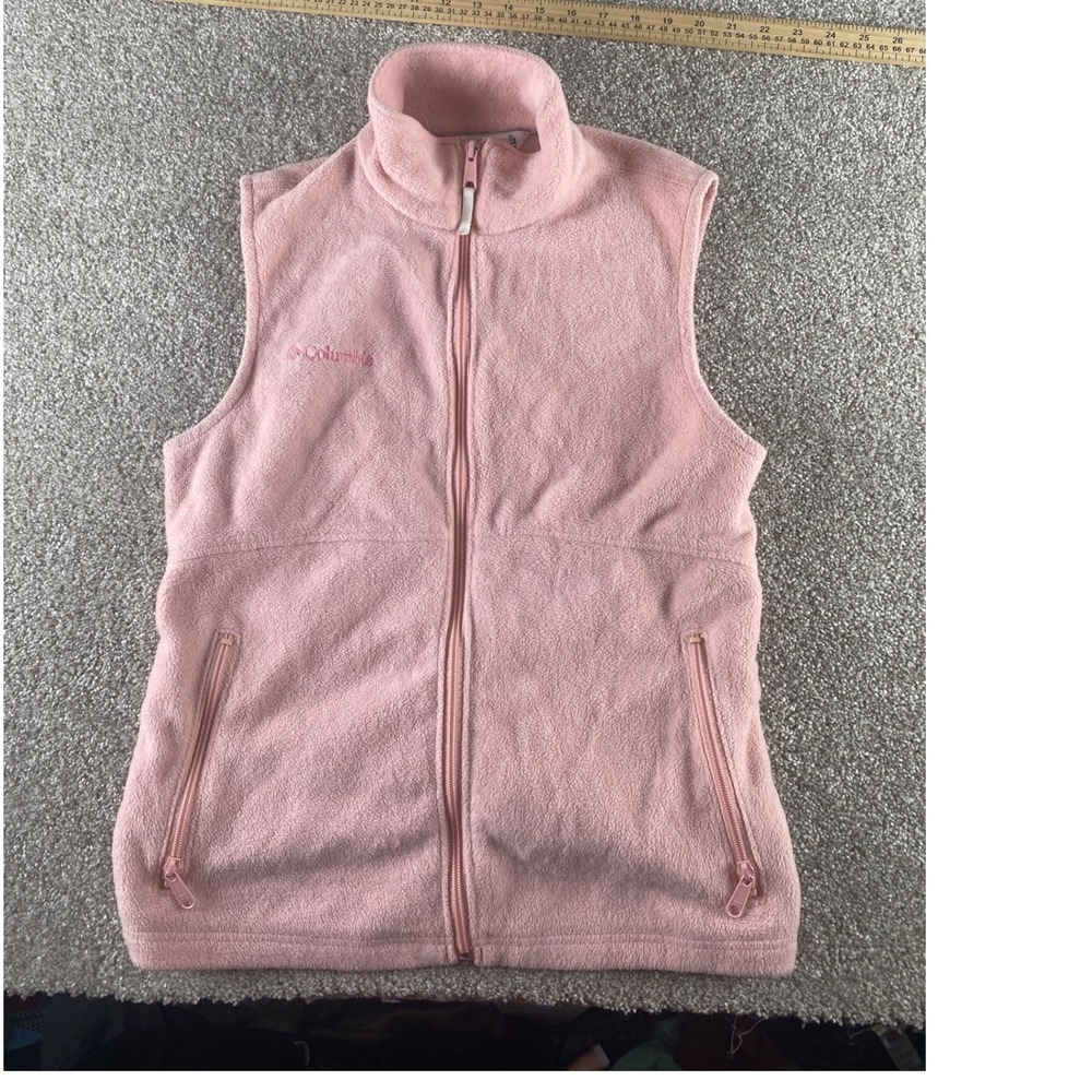 Columbia Womens Benton Springs Fleece Vest Pink Full Zip Sleeveless Jacket M